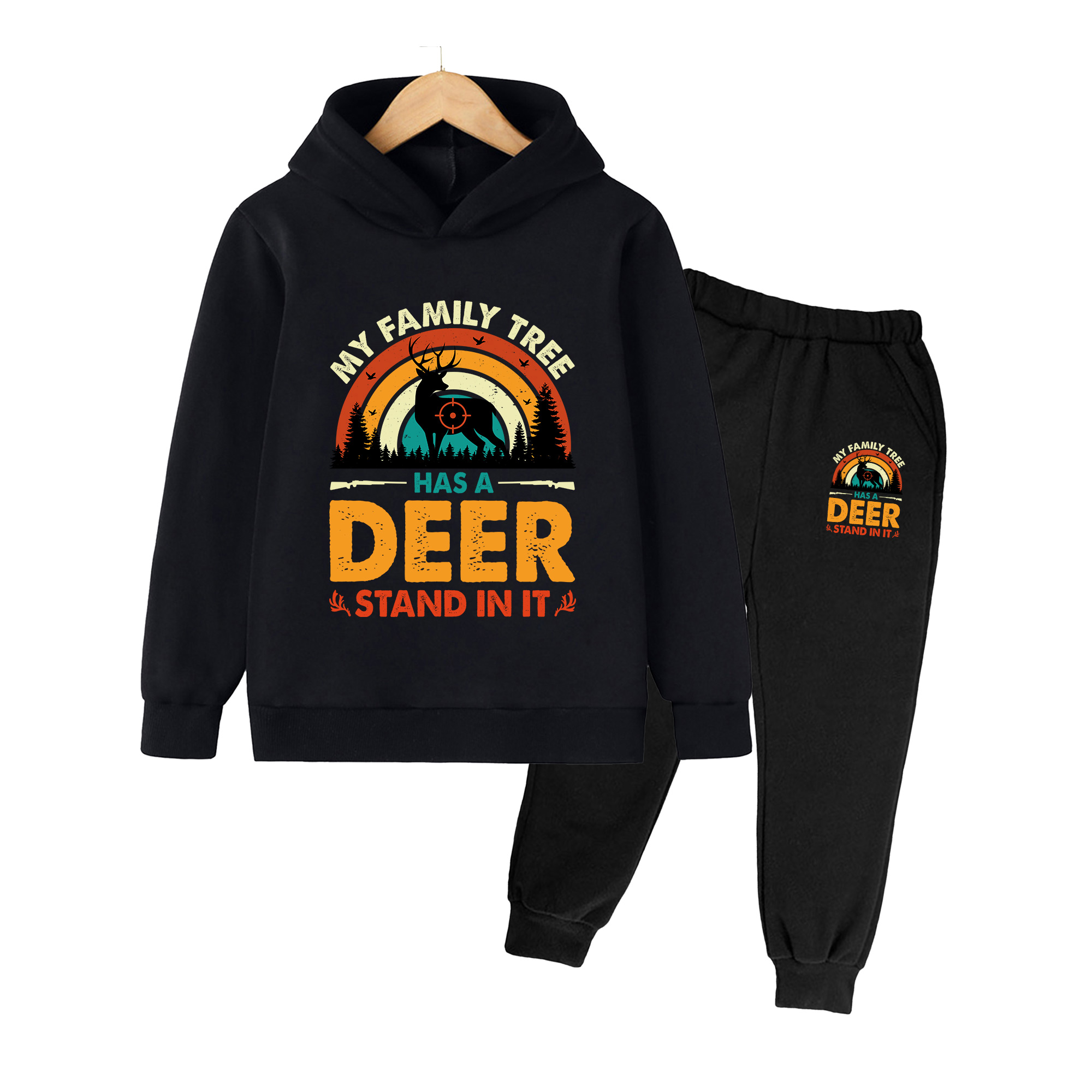 Outdoor Hunting Hoodie - 아동용 후드티 & 스웨트팬츠 세트, 남아