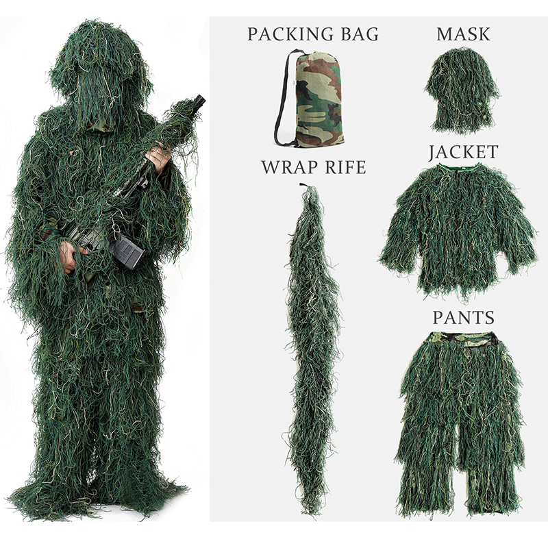 Ghillie Suit Woodland - 5Pcs 성인 Ghillie 정장 키즈 헌터
