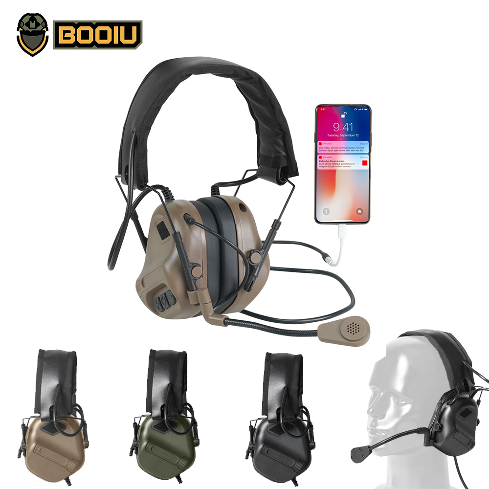 Shooting Ear Muff - BOOIU 전술 전자 슈팅 헤드셋 3.5mm