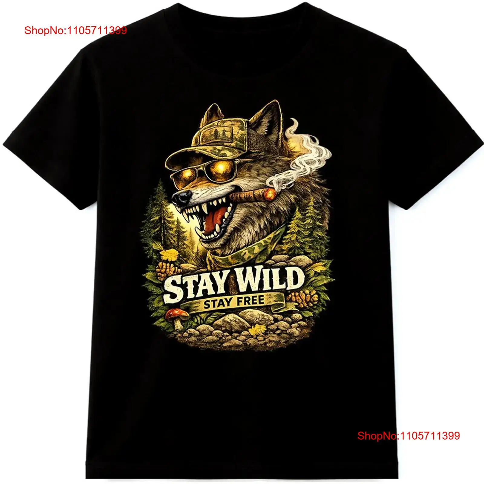Wildman Hunting & Outdoor Robertson - 울프 티셔츠 Stay Wild Free 야외