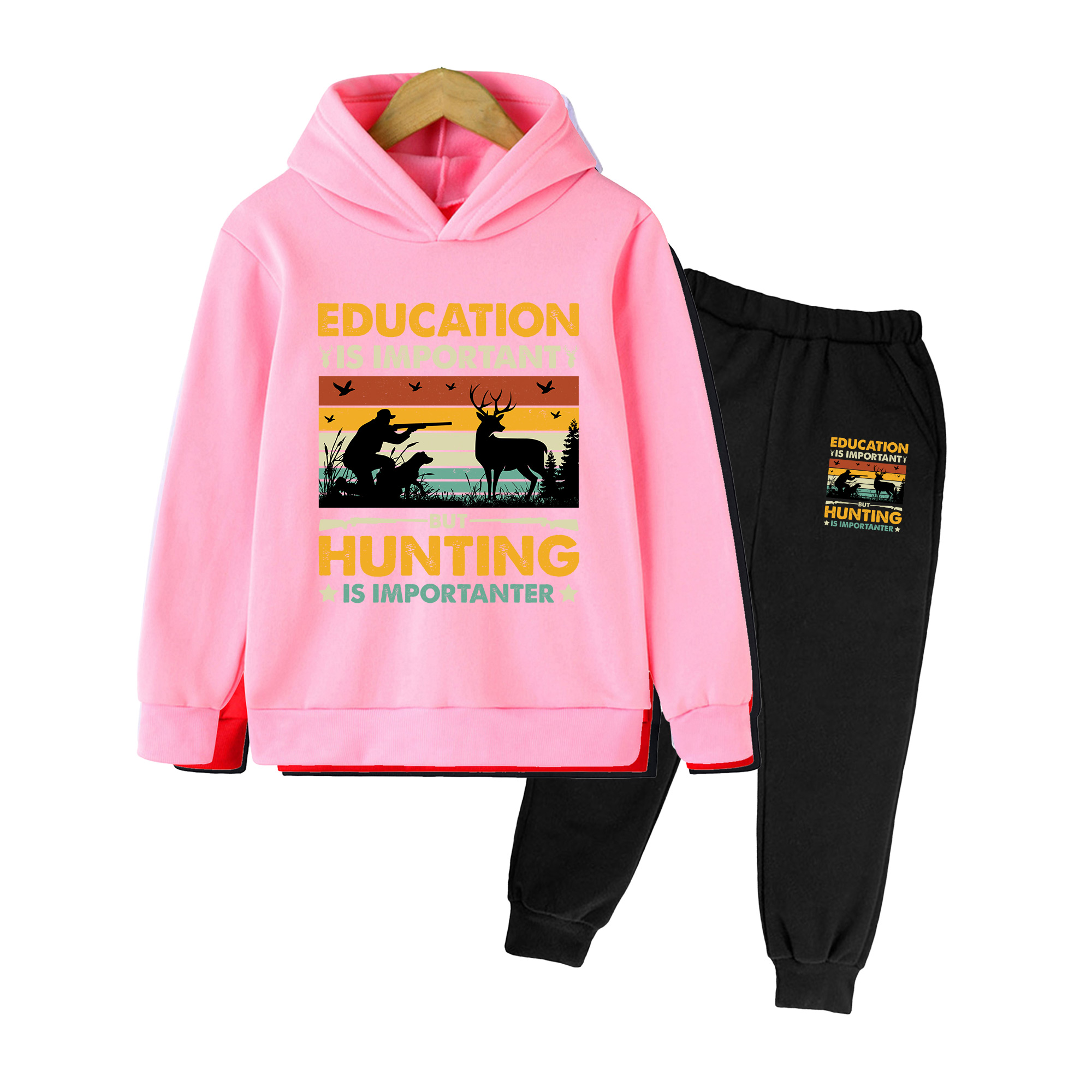 Outdoor Hunting Hoodie - 키즈 후디 & 스웨트팬츠 세트, 빈티지