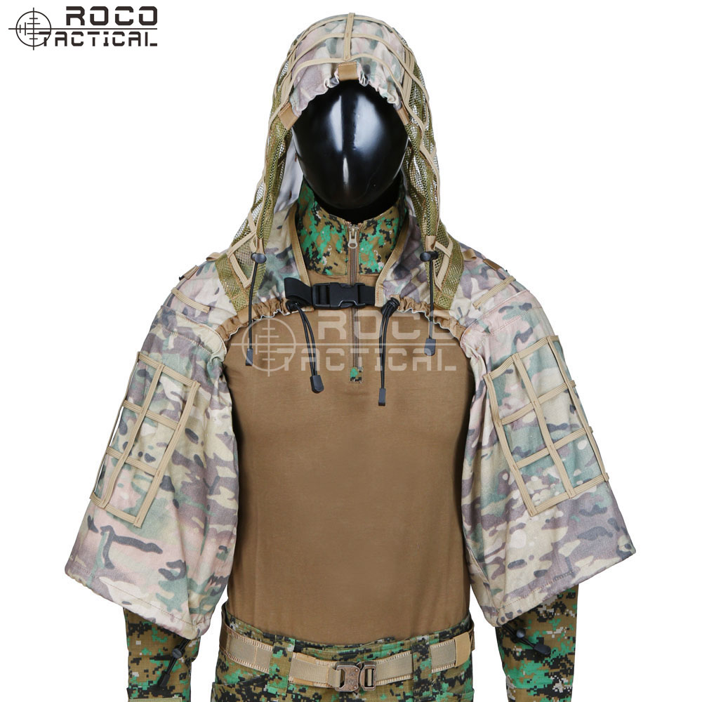 ROCOTACTICAL 군사 스나이퍼 길리 바이퍼 후드 - Ghillie Suit Woodland 리뷰 및 가격