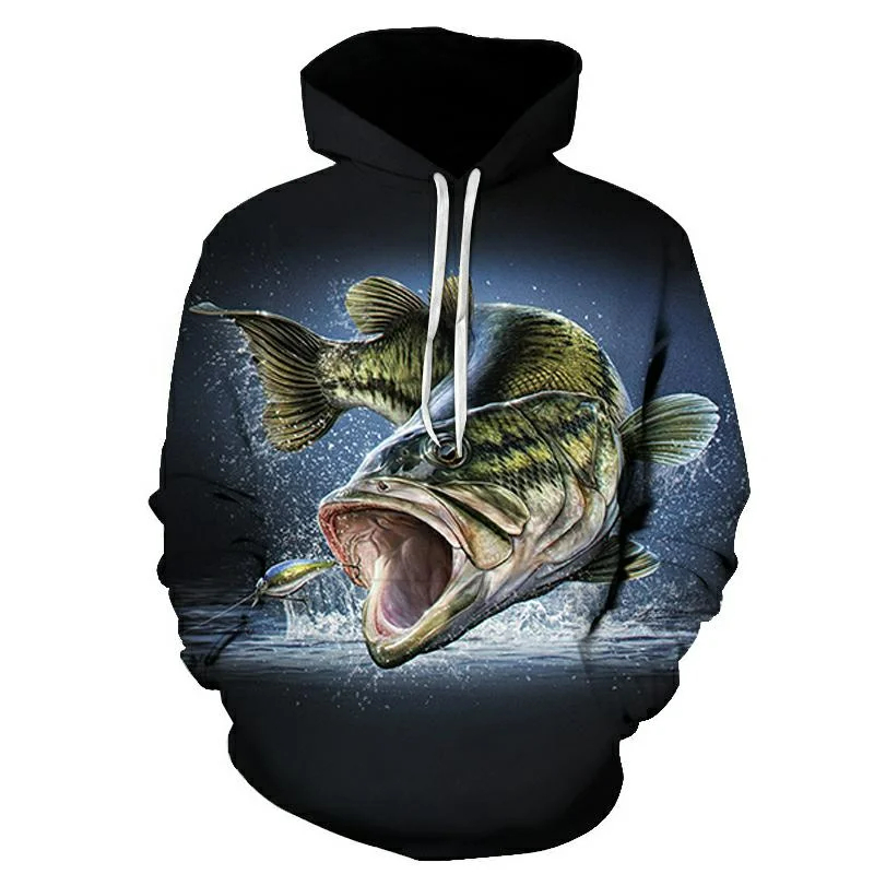 새로운 3D 프린팅 잉어 무늬 남성용 후드티, 야외 낚 - Outdoor Hunting Hoodie 리뷰 및 가격