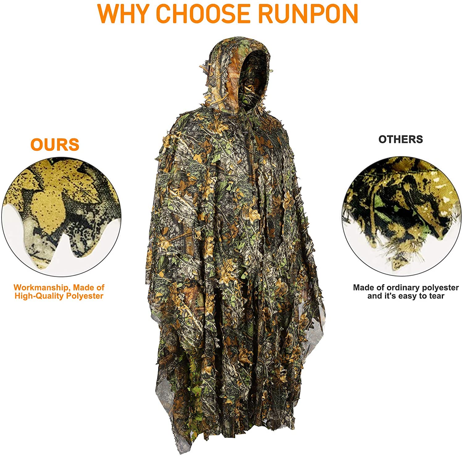 위장 길리 판초 3D 나뭇잎 사냥 케이프 위장 망토,  - Ghillie Suit Woodland 리뷰 및 가격